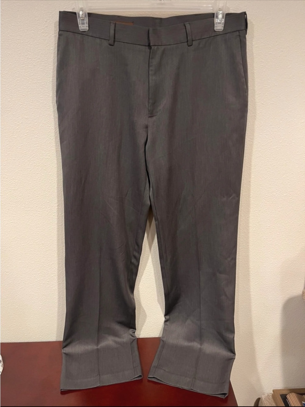Perry Ellis 34x32 Gray Men's Dress Pants - Classic Straight Fit Slacks